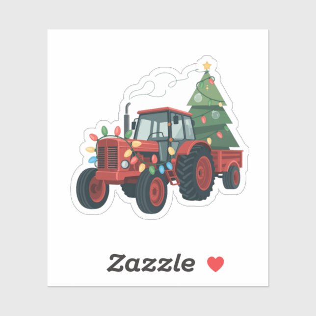 Sticker Tracteur de Noël éclairage Tracteur de Noël  (Feuille)