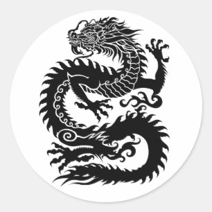 Sticker traditionnel chinois dragon rond classique