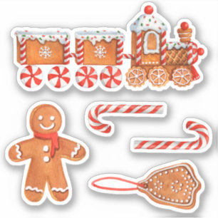 Sticker Train & Sucre de canne de Noël Gingerbread