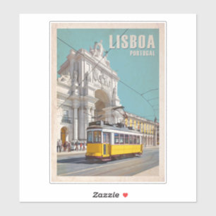 Sticker Tramway Jaune, Arc De Rue Augusta. Lisbonne, Portu