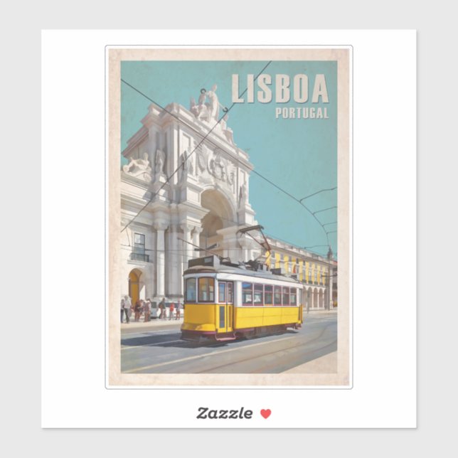 Sticker Tramway Jaune, Arc De Rue Augusta. Lisbonne, Portu (Feuille)