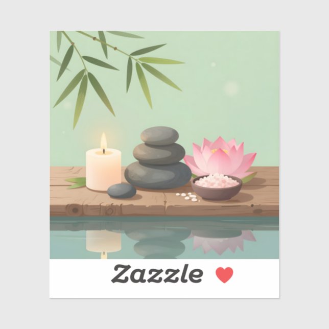Sticker Tranquille Réflexion – Paysage Zen Vinyle Carré (Feuille)