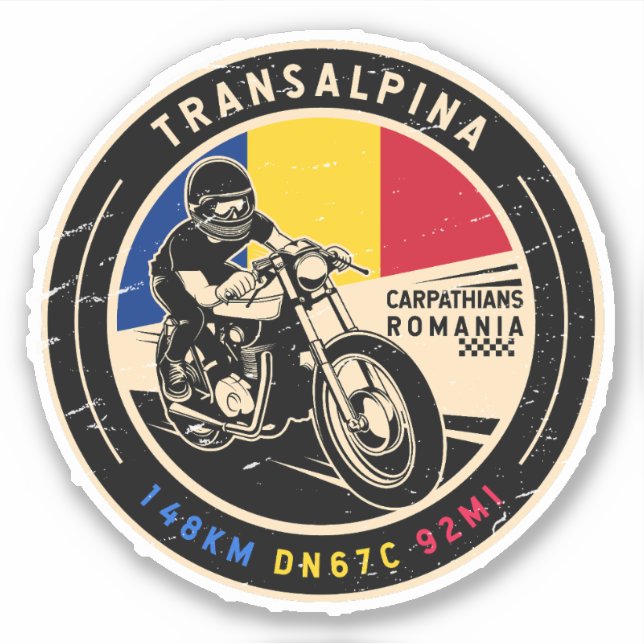 Sticker Transalpina Roumanie Motorcycle (Devant)