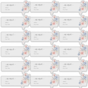 Sticker Transparent Adresse Invitée Fleur Bleue H2
