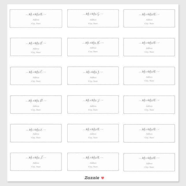 Sticker Transparent Calligraphy do-it-yourself Adresse de  (Feuille)