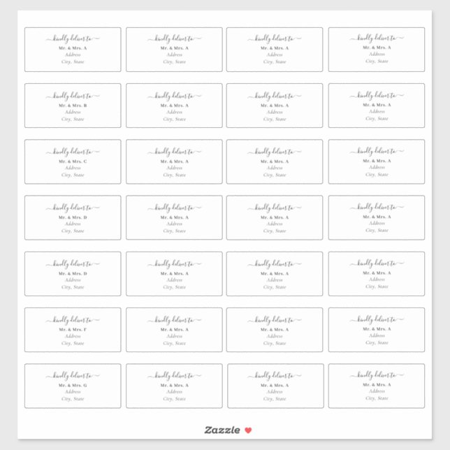 Sticker Transparent Calligraphy do-it-yourself Adresse de  (Feuille)