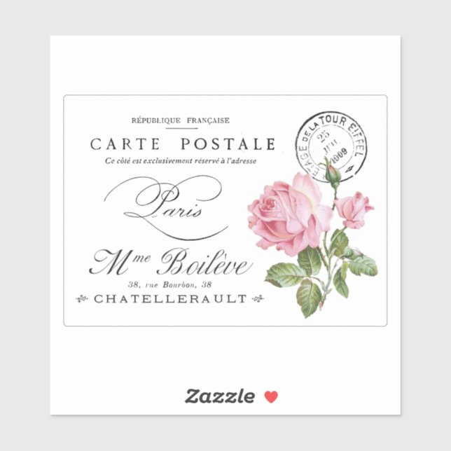 STICKER TRANSPARENT vintage FRANÇAIS POUR CARTE PO (Feuille)