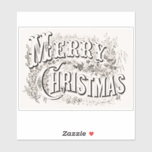 STICKER TRANSPARENT vintage MERRY CHRISTMAS