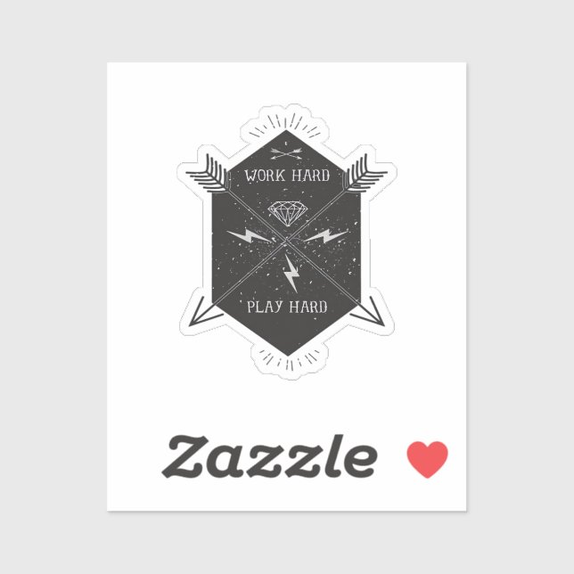 Sticker Travailler dur Jouer si dur classique (Feuille)