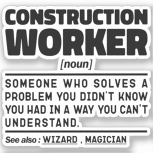 Sticker Travailleur de construction Noun Cool Papa Anniver