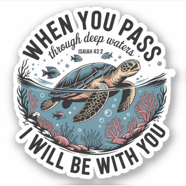 Sticker Traverser Deep Water Ocean Sea Turtle Christian (Devant)