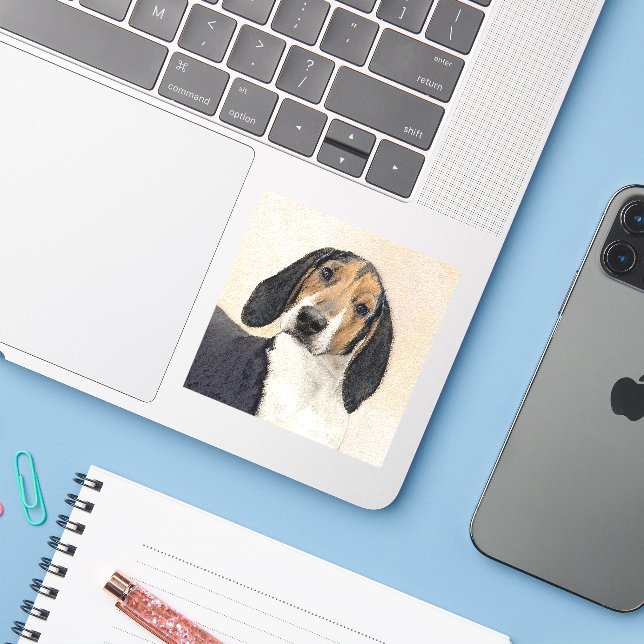 Sticker Treeing Walker Coonhound Peinture - Art original (Ordinateur portable avec iPhone)
