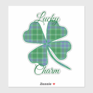 Sticker Trèfle à quatre feuilles carreaux vert Lucky 