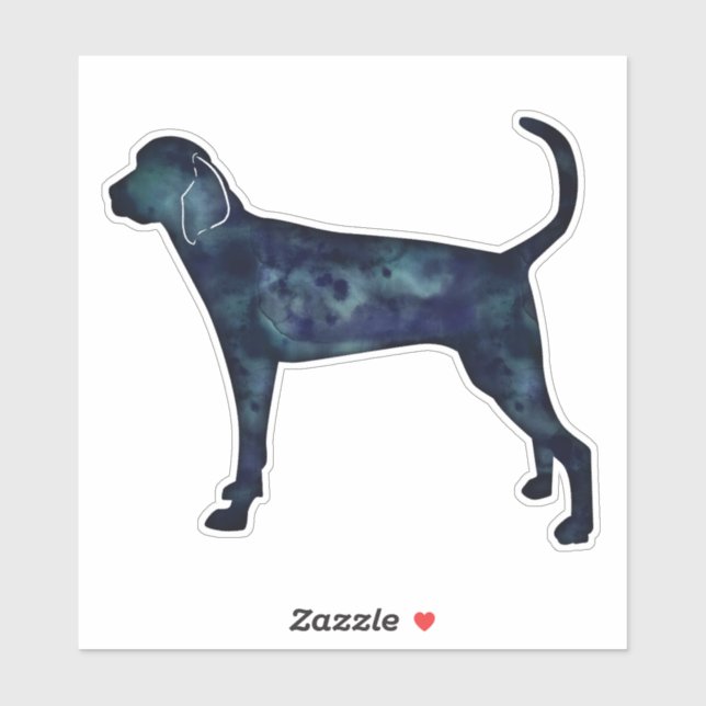 Sticker Trek Walker Coonhound Aquarelle Silhouette (Feuille)