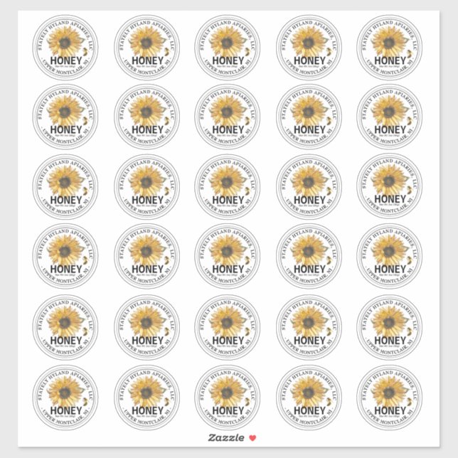 Sticker Trente 2" Honey Sunflower imperméable Mason Étique (Feuille)