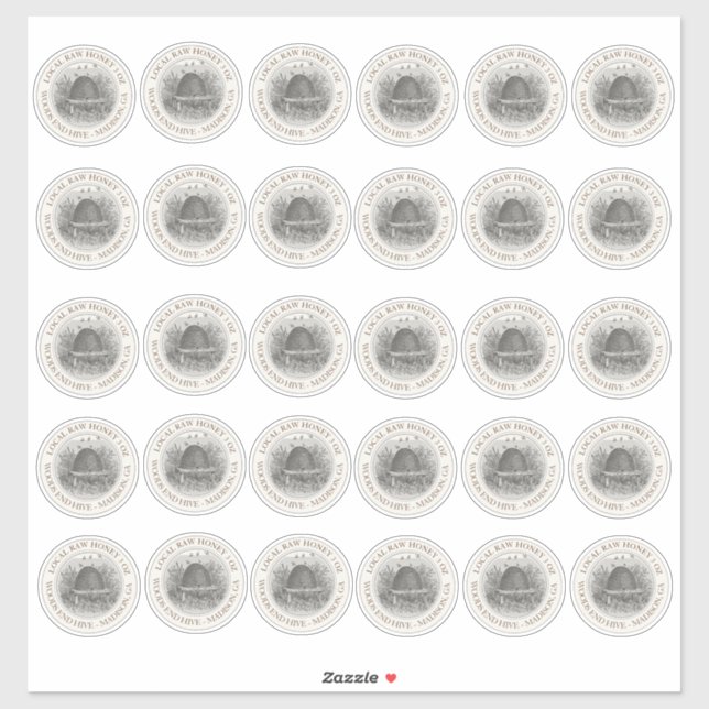 Sticker Trente 2 pouces Vinyl LOCAL HONEY mini bocal ÉTIQU (Feuille)