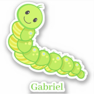 Sticker Très joli centipede vert d'inchworm souriant