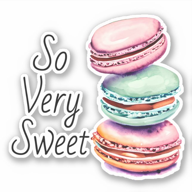 Sticker Très sucré | Macaron aquarelle Vintage (Devant)