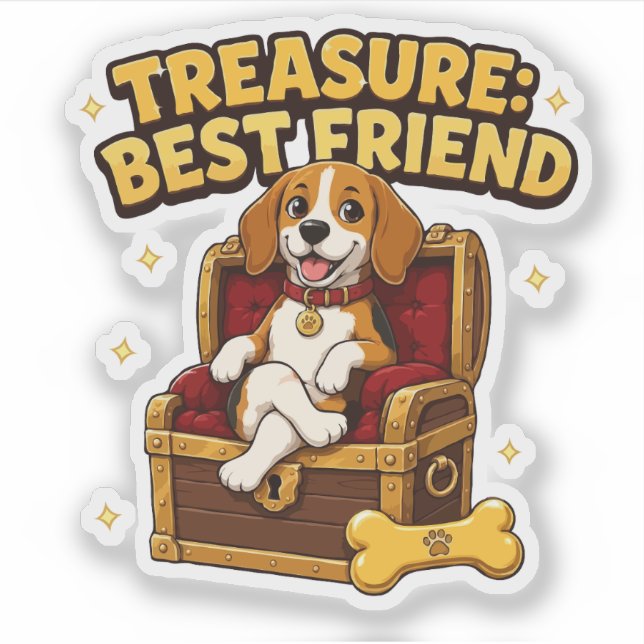 Sticker Trésor Meilleur Ami Beagle Chien (Devant)