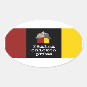 Sticker Tri-Couleur Ovale Presse De Poulet En Rage