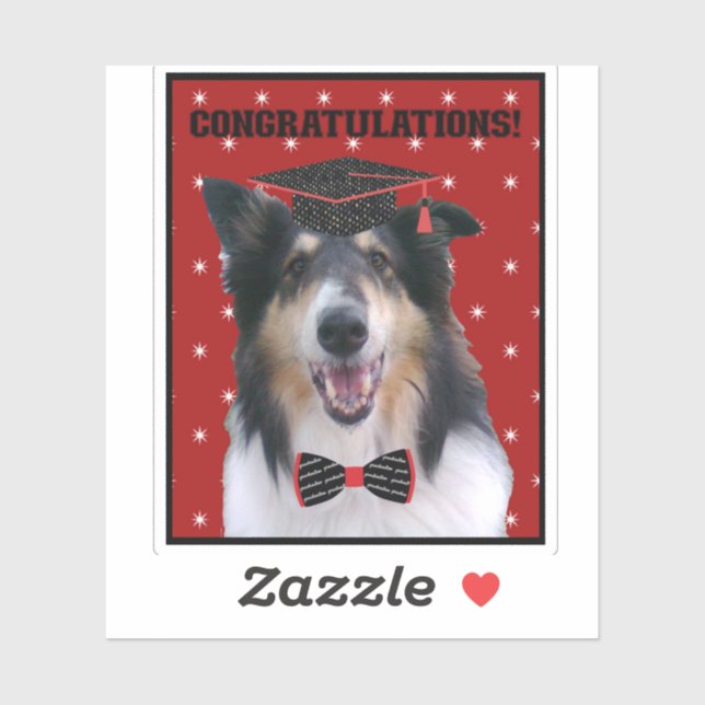 Sticker Tri Rough Collie Congratulations Graduate (Feuille)