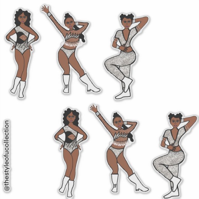 Sticker Tri Style Noir Blanc Argent Danseur #1 (Devant)