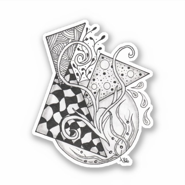 Sticker Triangle floral, dessin de Tangle - (Devant)