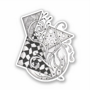 Sticker Triangles floraux, dessin enchevêtré -