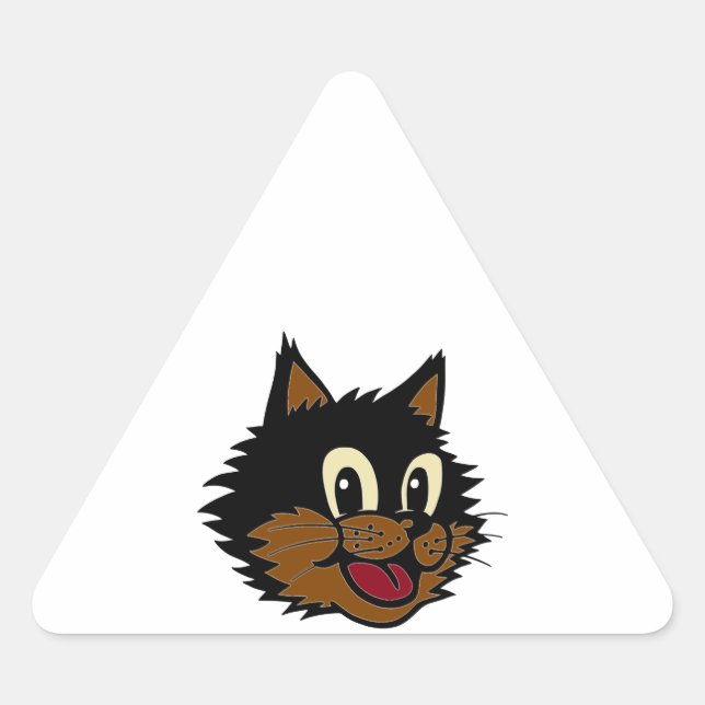 STICKER TRIANGULAIRE 12 CUTE SOURIRE NOIR ET BROWN CHAT NEUGHTY (Devant)