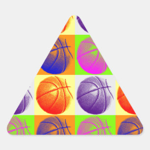 Sticker Triangulaire 4 couleurs Pop Art Basketball
