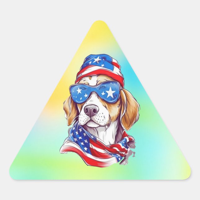 Sticker Triangulaire 4th Of July Dog Sublimation-66361 (Devant)