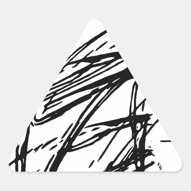 Sticker Triangulaire Abstrait noir et blanc (Devant)