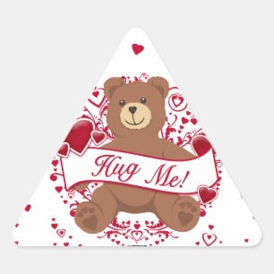 Sticker Triangulaire Accroche-Moi ! Ours en peluche de la Saint-Valenti
