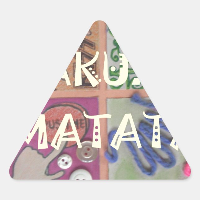 Sticker Triangulaire Affiche d'art du signe de la main Hakuna Matata (Devant)