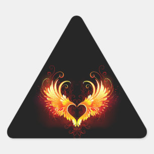 Sticker Triangulaire Angel Fire Heart with Wings
