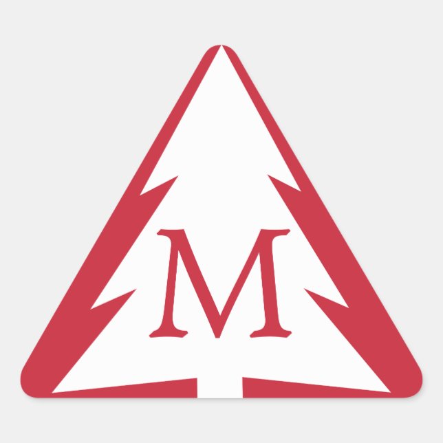Sticker Triangulaire Arbre blanc en rouge avec Monogramme personnalisé  (Devant)