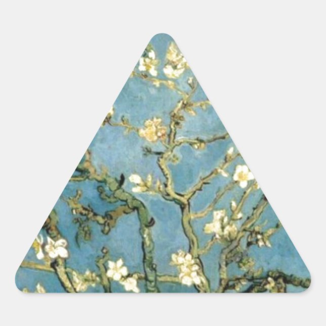 Sticker Triangulaire Arbre d'amande en fleurs par Van Gogh (Devant)