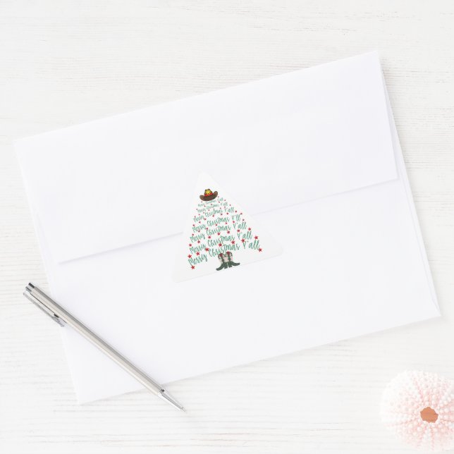 Sticker Triangulaire Arbre de Noël Cowboy 2024 (Enveloppe)