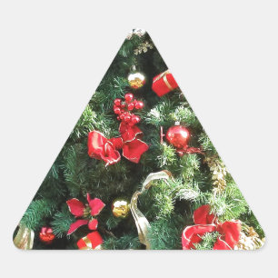 Sticker Triangulaire Arbre de Noël décoré