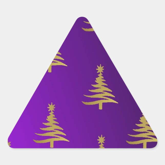 Sticker Triangulaire Arbres de Noël Gold sur violet (Devant)