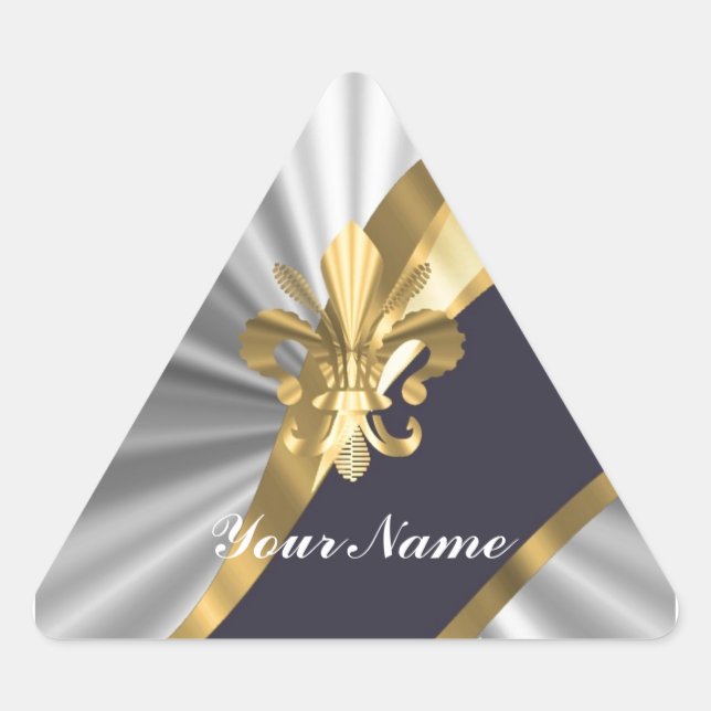 Sticker Triangulaire Argent et or Fleur dy Lys (Devant)