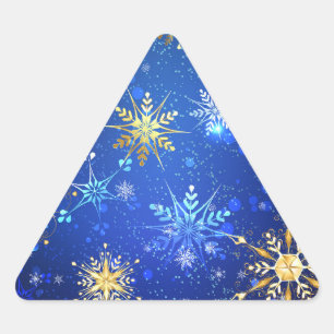 Sticker Triangulaire Arrière - plan Bleu XMAS avec des flocons de neige