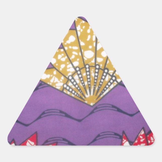 Sticker Triangulaire Art africain Abstrait : Vagues de passion violette (Devant)