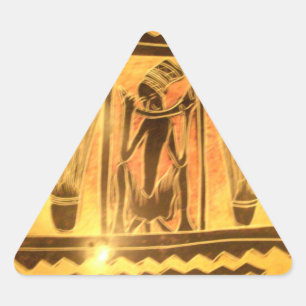 Sticker Triangulaire Art Ethnique Africain d'or Imprimer