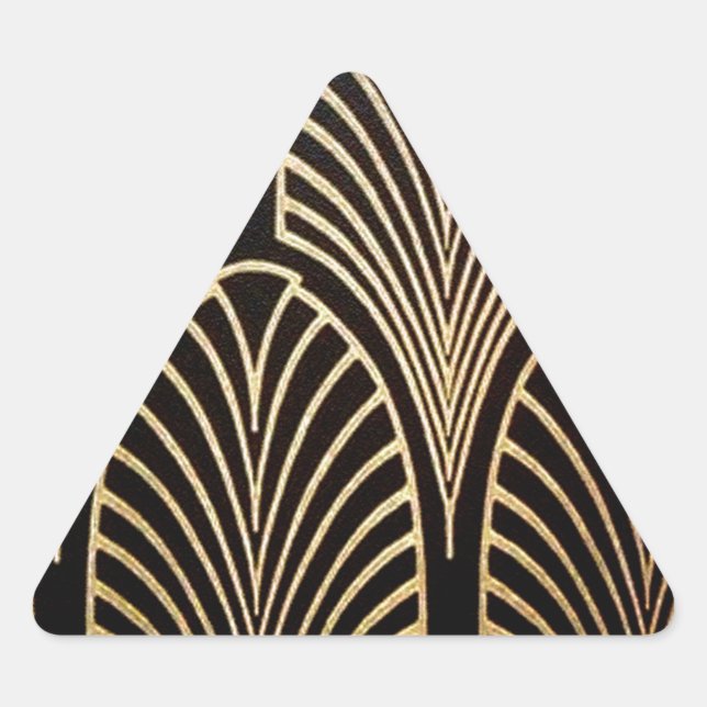 Sticker Triangulaire Art nouveau, art déco, ventilateur motif, bronze,  (Devant)