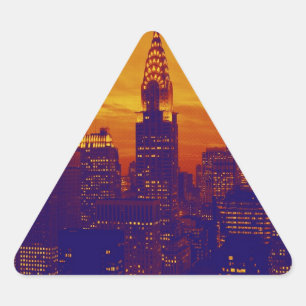 Sticker Triangulaire Art pop orange bleu New York City