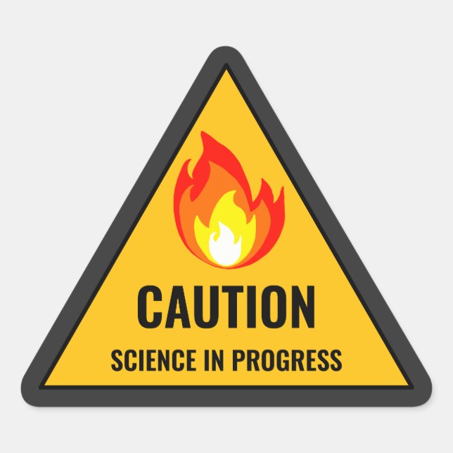 Sticker Triangulaire Attention Science en cours (Devant)