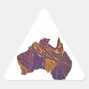 Sticker Triangulaire Australie Carte Doodle Orange Purple