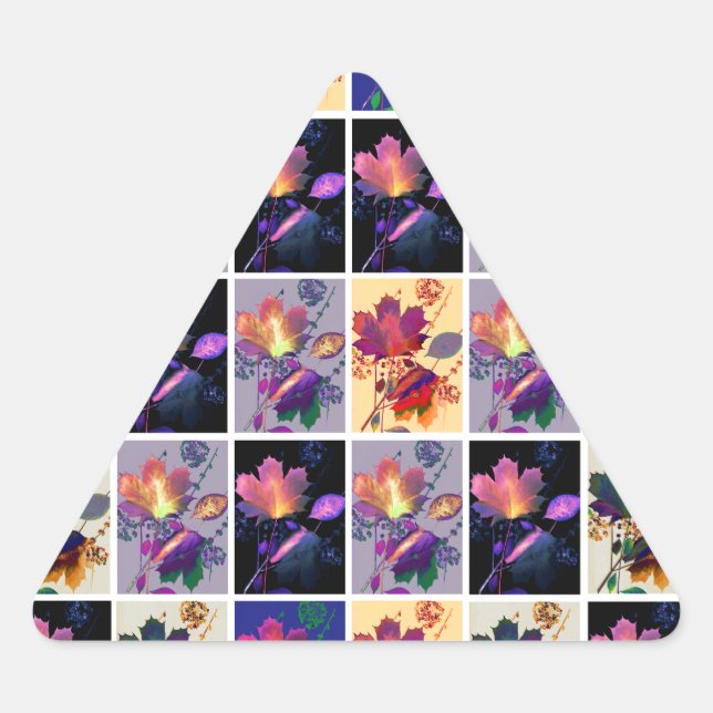 Sticker Triangulaire Autumn Leaves Rustic Patchwork (Devant)