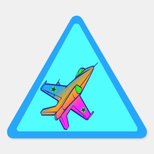 Sticker Triangulaire Avion de chasse à réaction rétro Corey Tiger 80s